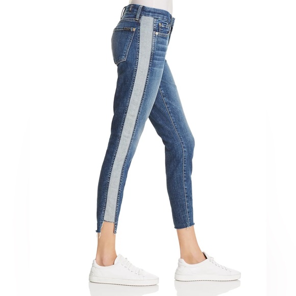 7 For All Mankind Ankle Skinny Jeans Reverse Step Side Panel Mojave Dusk Size 27 - Picture 3 of 13